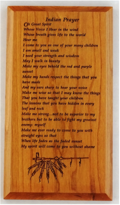 Wood Plaque with Indian Prayer 6"x8"