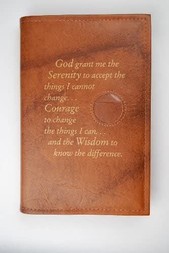 AA Single Book Cover for AA Softcovers w/Serenity Prayer & Medallion Slot