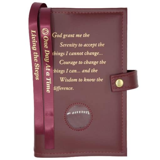 AA Double Book Cover for Pocket/Mini AA Big Book and 12 & 12 w/Serenity Prayer & Medallion Slot