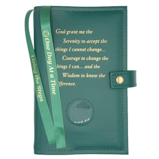 AA Double Book Cover for Pocket/Mini AA Big Book and 12 & 12 w/Serenity Prayer & Medallion Slot
