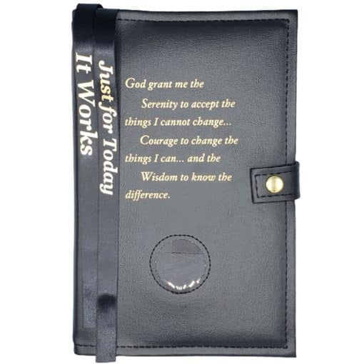 NA Double Book Cover for Basic Text and Guiding Principles w/Serenity Prayer & Medallion Slot