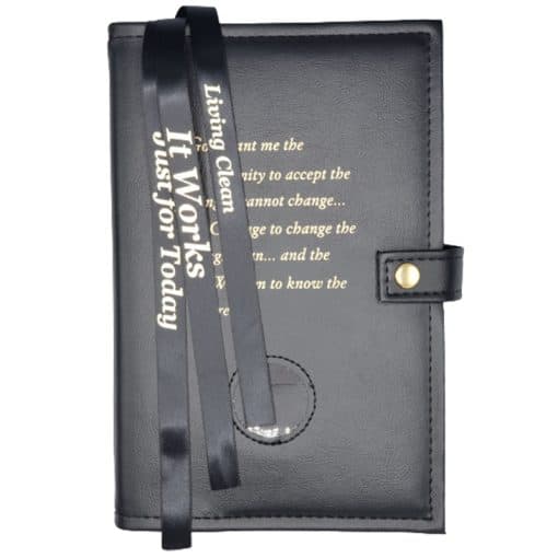 NA Triple Book Cover for Basic Text, Guiding Principles,It Works or Living Clean w/Serenity Prayer & Medallion Slot