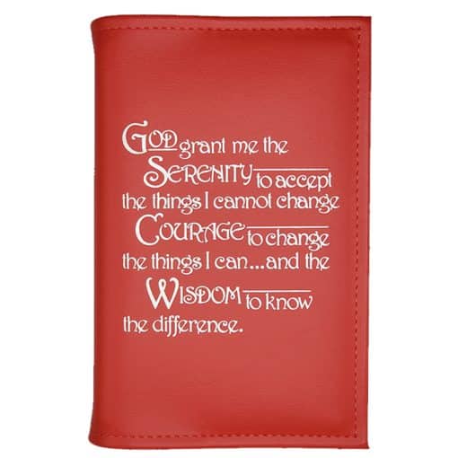AA Single Book Cover for Pocket/Mini AA Big Book, 12 & 12 or 24 Hours a Day w/Serenity Prayer