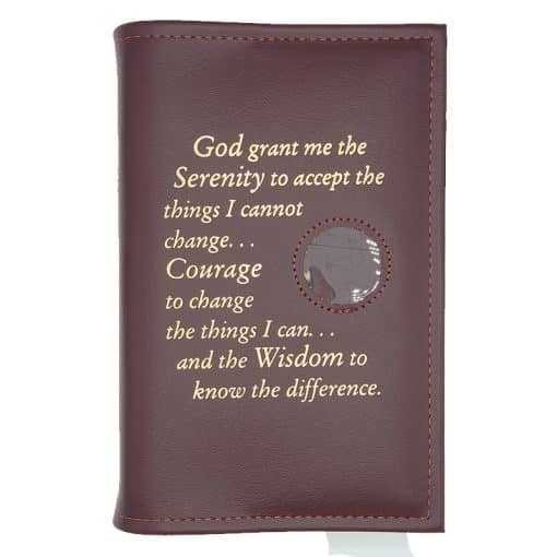 NA Single Book Cover for Basic Text or Guiding Principles w/Serenity Prayer & Medallion Slot