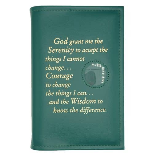 AA Single Book Cover for AA Large Print w/Serenity Prayer & Medallion Slot