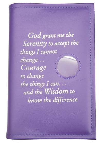 NA Single Book Cover for Basic Text or Guiding Principles w/Serenity Prayer & Medallion Slot