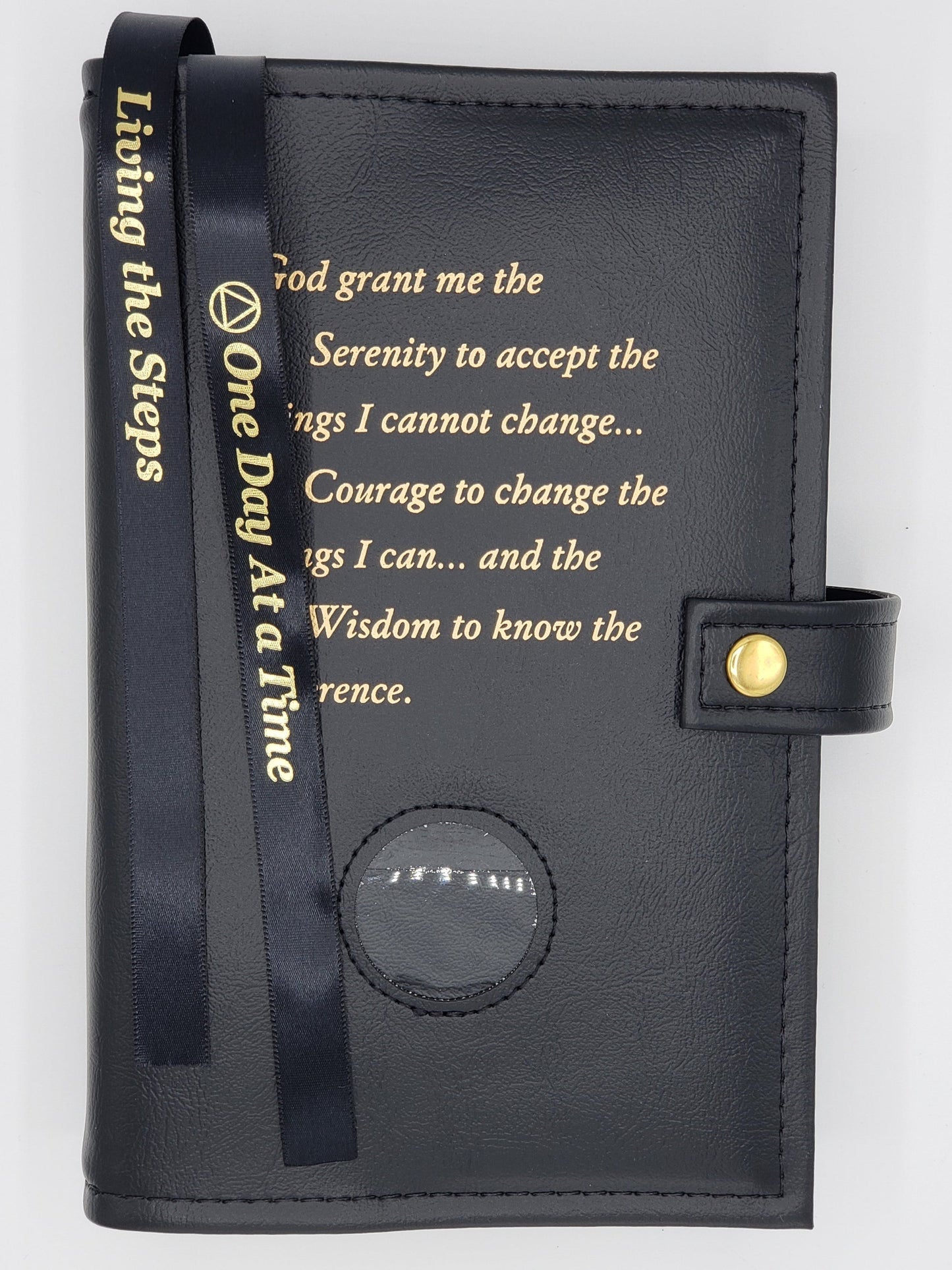AA Double Book Cover for Pocket/Mini AA Big Book and 12 & 12 w/Serenity Prayer & Medallion Slot