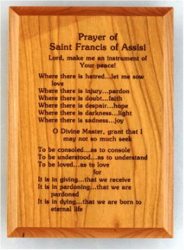 Wood Plaque with St. Francis of Assisi Prayer 5"x7"
