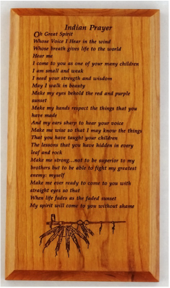 Wood Plaque with Indian Prayer 5"x 9"
