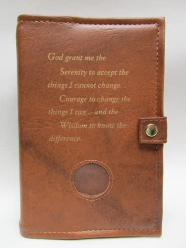 AA Double Book Cover for Pocket/Mini AA Big Book and 12 & 12 w/Serenity Prayer & Medallion Slot