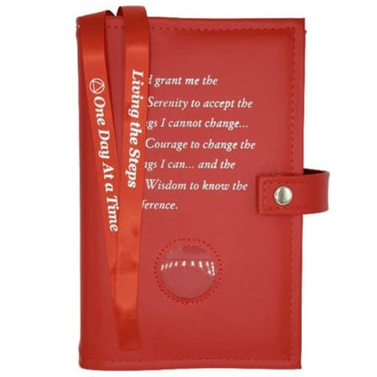 AA Double Book Cover for AA Large Print Big Book and 12 & 12 w/Serenity Prayer & Medallion Slot