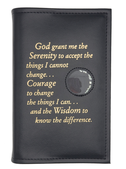 AA Single Book Cover for AA Hardcovers w/Serenity Prayer & Medallion Slot
