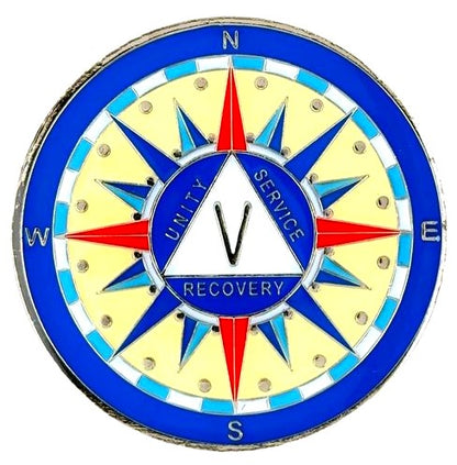 Aa Compass Logo Designer AA Medallion Compass (24hr-60 Years) – Freedom Line Gifts