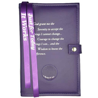 NA Double Book Cover for Basic Text and Guiding Principles w/Serenity Prayer & Medallion Slot