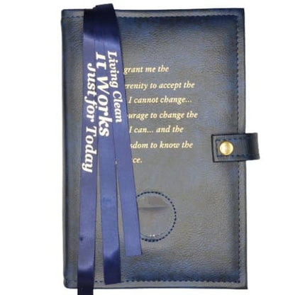 NA Triple Book Cover for Basic Text, Guiding Principles,It Works or Living Clean w/Serenity Prayer & Medallion Slot