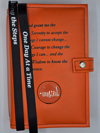 AA Double Book Cover for AA Big Book and 12 & 12 w/Serenity Prayer & Medallion Slot