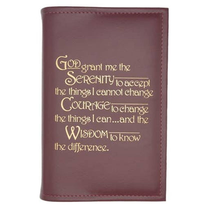 AA Single Book Cover for AA Hardcovers w/Serenity Prayer