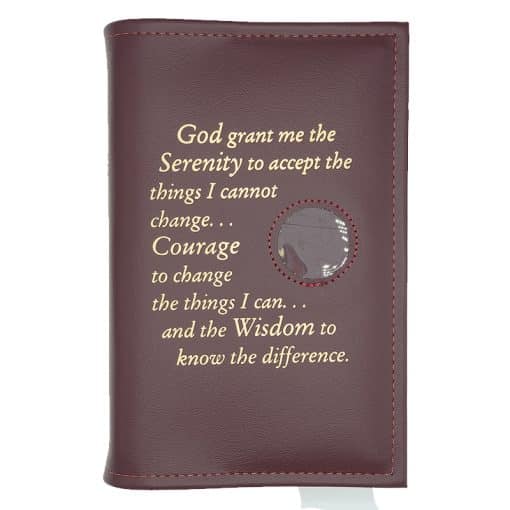 AA Single Book Cover for AA Large Print w/Serenity Prayer & Medallion Slot