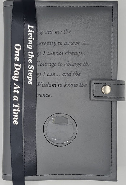 AA Double Book Cover for AA Big Book and 12 & 12 w/Serenity Prayer & Medallion Slot